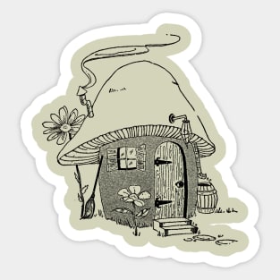 Mushroom Hut, Cottagecore Aesthetic, Adventure for Vintage Mycology and Gardening Lovers Sticker